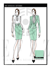 手繪修身款女秋冬職業裝設計圖1225