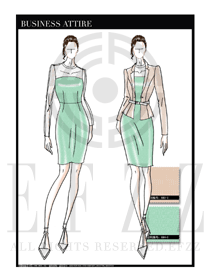 手繪修身款女秋冬職業裝設計圖1229