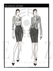 手繪修身款女秋冬職業裝設計圖1240