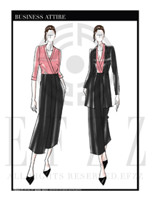 大師手繪女款秋冬職業裝設計圖1246