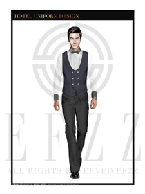 黑色馬甲款餐飲西餐服務(wù)員制服設(shè)計(jì)圖1208