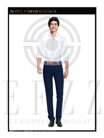 藍(lán)色炫彩時(shí)尚西餐廳服務(wù)員制服設(shè)計(jì)圖1218