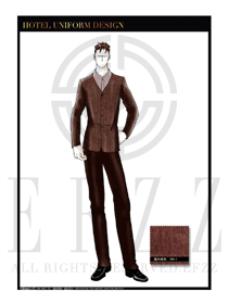 仿麻休閑西裝款西餐服務員制服設計圖1221