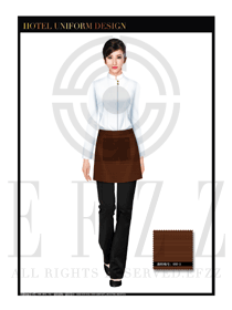 深咖啡色圍裙女款中餐傳菜員服裝款式圖129
