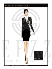 黑色小千鳥格女款酒店行李生制服設計圖1017