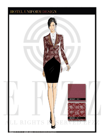 紫色百合花紋女款酒店門童服裝款式圖1018