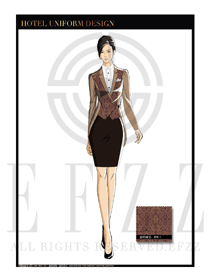 金紅色祥云女款酒店門(mén)童行李生服裝款式圖1022