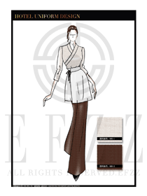 米色十字仿麻女款中餐傳菜員制服設(shè)計圖138