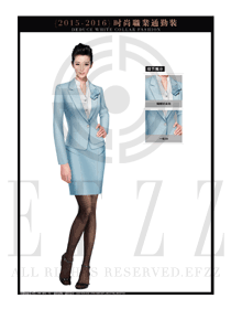 淺藍色OL時尚女秋冬職業套裙裝設計圖1281