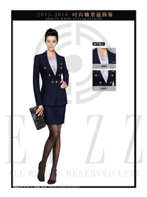 深藍色女秋冬職業通勤裝款式圖1290