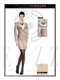 時(shí)尚卡其色女秋冬職業(yè)裝套裙款式圖1293