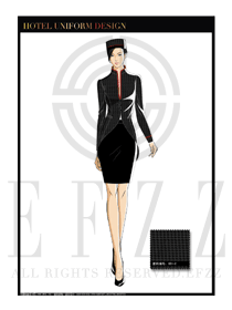 黑色時尚小千鳥格女款酒店行李生服裝款式圖1045