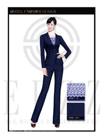 藏藍色女款酒店制服經理職業裝設計圖418