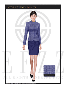 藍色祥云女款酒店經理職業裝款式圖428