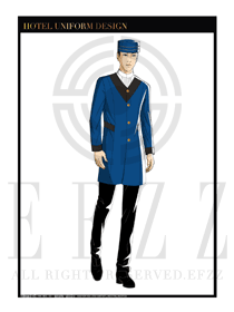 藍(lán)色男款酒店門童服裝款式圖1059