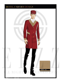 中國紅男款酒店門童服裝款式圖1061