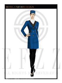 藍色女款酒店行李生制服設計圖1062