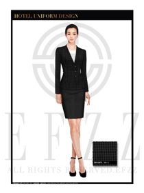 黑色時(shí)尚小千鳥格女款酒店經(jīng)理制服款式圖436