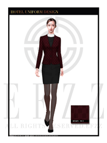 暗紅色女款酒店經理制服設計圖441
