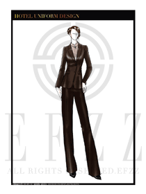 棕色女款酒店經理服裝設計圖452