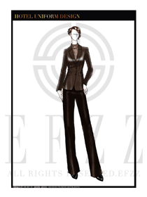 棕色時尚西裝款酒店經理制服款式圖453
