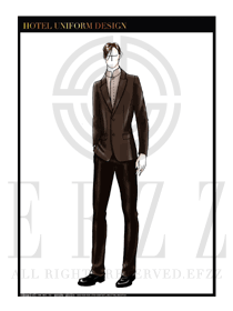 棕色男款酒店經理款式設計圖455