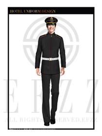 灰色男款酒店門童行李生制服設計圖1080