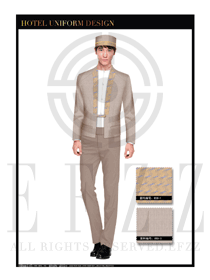 淺灰色男款酒店門童制服設計圖1084