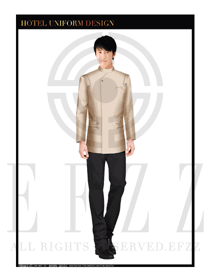 米黃色男款酒店門(mén)童制服設(shè)計(jì)圖1094