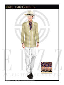 米黃色男款酒店行李生制服設計圖1101