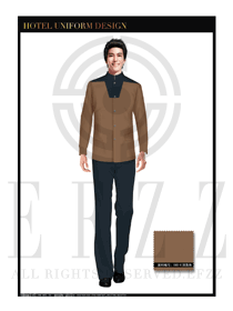深黃色男款酒店行李生制服設計圖1107