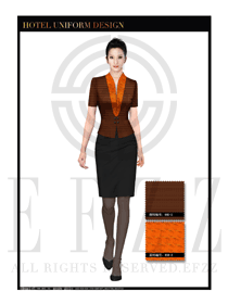 深咖啡色女款酒店門童行李生制服設計圖1113