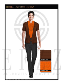 深咖啡色短袖男款酒店行李生制服設計圖1119