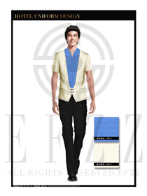 卡其色短袖男款酒店門童服裝款式圖1120