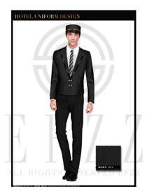 黑色男款酒店行李生門童服裝款式圖1130