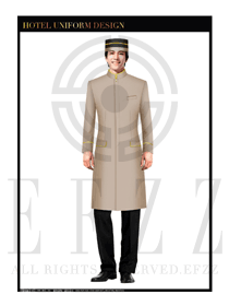 男款卡其色酒店行李生服裝款式圖1146