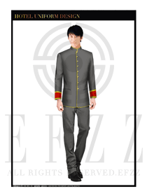 灰色男款酒店門童制服設(shè)計(jì)圖1150