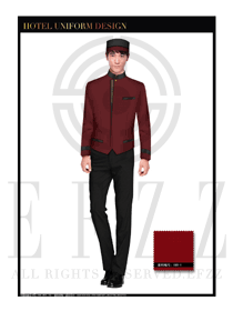 棗紅色男款酒店門童行李生制服設(shè)計圖1161