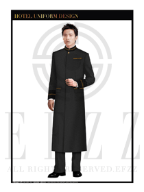 黑色男裝長款酒店門童行李生制服設計圖1172