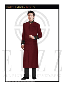酒紅色男裝酒店行李生服裝款式圖1173
