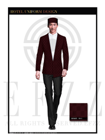 暗紅色男裝酒店門童行李生服裝款式圖1181