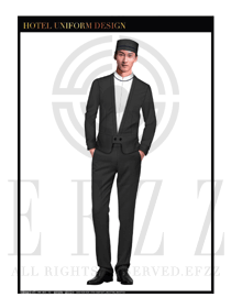 暗灰色男款酒店行李生制服設(shè)計(jì)圖1182