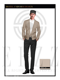 米色男裝酒店門童服裝款式圖1183