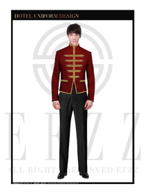 中國紅男裝酒店行李生服裝款式圖1185