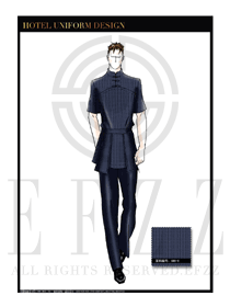 深藍色男裝酒店門童服裝款式圖1201