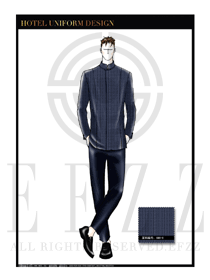 深藍色男裝酒店門童行李生服裝款式圖1205
