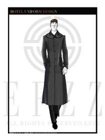 灰色男款長款酒店行李生制服設計圖1212
