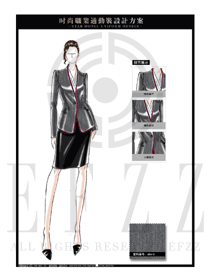 大師手繪灰色OL職業(yè)裝套裙款式圖1299