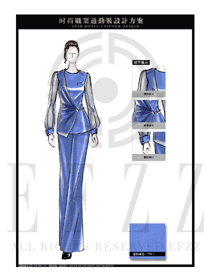 天藍色修身款女職業套裝服裝款式圖1321