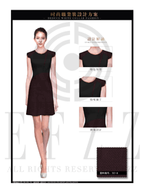 OL時尚棗紅色女職業(yè)裝夏裝制服設計圖625